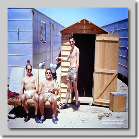 Engineers Knocker, Arthur Eastwood & Brian Agar outside our New Hut - Jeddah 1968 Hadj